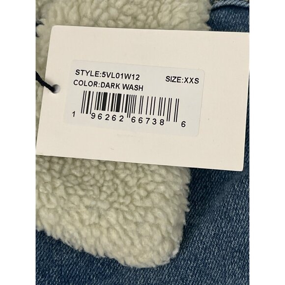LNDN Oversized XXS Long Denim Faux Sherpa Lined Denim Jacket NWT - Picture 7 of 7